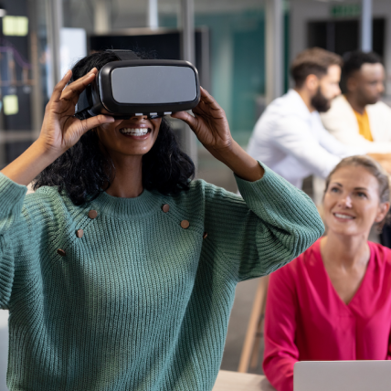 Woman experiencing VR Woman experiencing VR